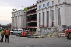 Construction on the east side of the Marriner S. Eccles Federal Reserve headquarters building, viewed from the northeast.