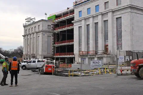 View from the northeast looking southwest of construction on the east side of the Marriner S. Eccles Federal Reserve headquarters building on