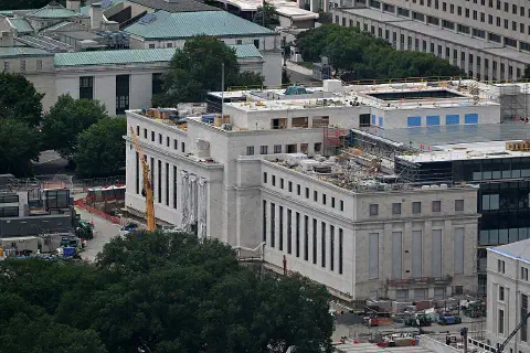 Ongoing construction at the Marriner S. Eccles Federal Reserve headquarters building on June 8, 2026. 2051 Constitution Avenue NW, Washington