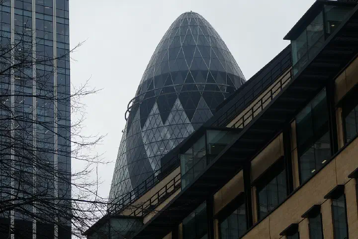 The top of 30 St Mary Axe, also known as The Gherkin
