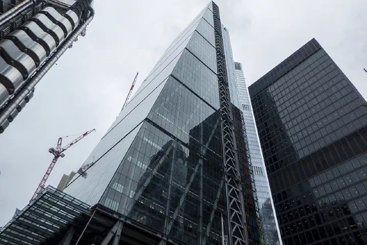 The Leadenhall Building, as seen from ground level on Leadenhall Street, City of London, London