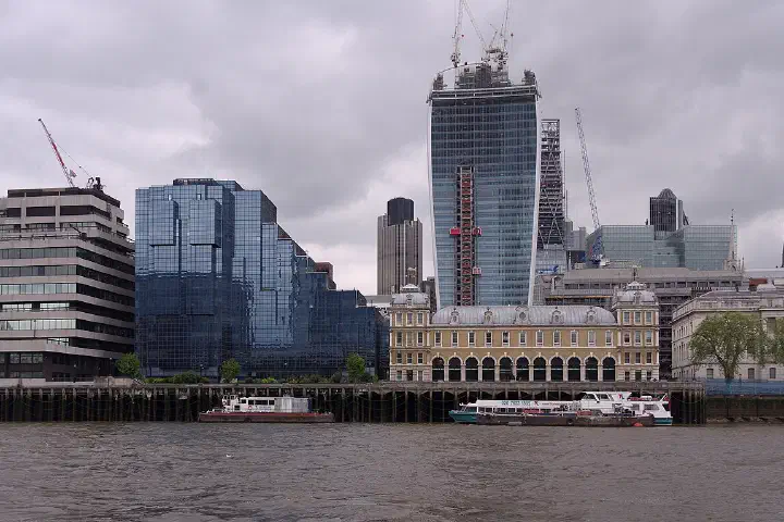 Looking across the Thames to Custom House from Tower Pier
